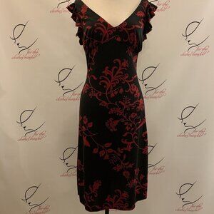 DBY NWT. $44. Sz 3/4. Sheath Shift Stretch Dress. Ruffle Cap Sleeves. B44